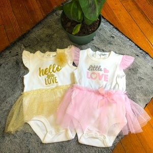 2 Pack Babygirl Cute Dressy Onesies with Tutus